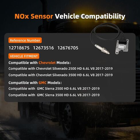 12676706 12673517 Downstream NOx Sensor Compatible with Chevrolet Sliverado 2500HD 3500HD 2017-2019 GMC Sierra 2500HD 3500HD 2017-2019 Replace# 12718676 12680469 in Kuwait