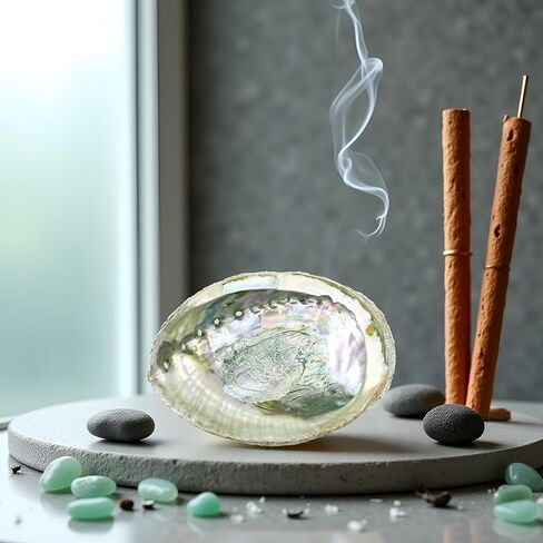 Colorful Large Abalone Shell Bowl 4-4.5 Inch Natural Smudge Bowl for Sage Burning and Incense Sea Shell Smudging Bowl for Decor and Display, Incense Holders in Saudi Arabia