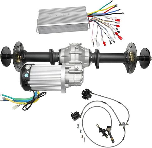 32in Rear Differential Axle Kit for Electric Vehicles, Go Kart, Golf Cart, ATV, Quad, Buggy, Trikes – Includes 60V 2500W Brushless Motor, Controller, Brake Discs, and 4-Stud Wheel Hubs in Kuwait