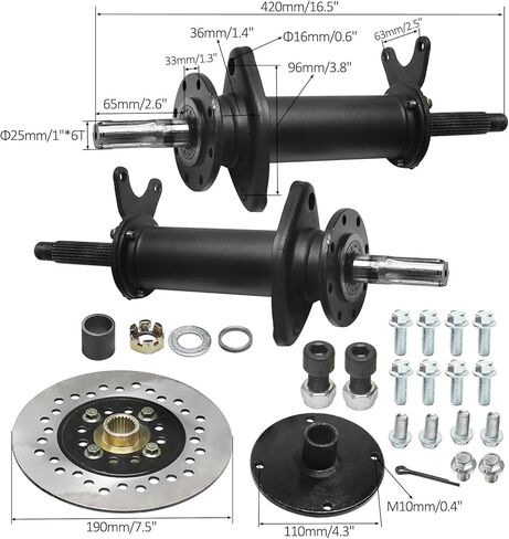32in Rear Differential Axle Kit for Electric Vehicles, Go Kart, Golf Cart, ATV, Quad, Buggy, Trikes – Includes 60V 2500W Brushless Motor, Controller, Brake Discs, and 4-Stud Wheel Hubs in Kuwait