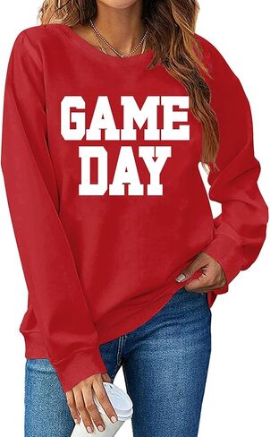 Game Day Sweatshirt Top for Women Long Sleeve Football Graphic Print Top Shirt Casual Sunday Funday Pullover Top in Saudi Arabia