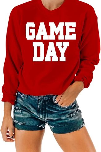 Game Day Sweatshirt Top for Women Long Sleeve Football Graphic Print Top Shirt Casual Sunday Funday Pullover Top in Saudi Arabia