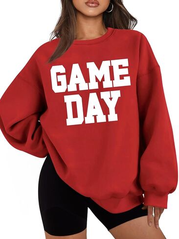 Game Day Sweatshirt Top for Women Long Sleeve Football Graphic Print Top Shirt Casual Sunday Funday Pullover Top in Kuwait