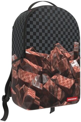 Sprayground Bag Of Bricks DLXSV Backpack, OS, Black/Red, Unisex, 100% PVC, Multiple Compartments, Streetwear Design in Kuwait