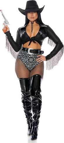 Forplay Ride it Out Sexy Cowgirl Costume, Black Silver, 1/2X in Kuwait