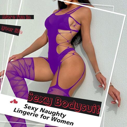 Sexy Lingerie For Women Naughty Sparkle Rhinestone Fishne Lingerie Set Crotchless Erotic Mesh Rave Bodysuits Outfit in Saudi Arabia