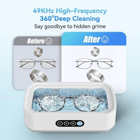 Ultrasonic Jewelry Cleaner Machine: 49KHz Ultrasonic Cleaner with 3 Cleaning Modes for Jewelry,Glasses,Rings,Watch Strap,Dentures,Retainers,Coins,Earring,650ML 304 Stainless Steel Tank(White) in Kuwait