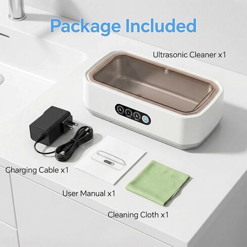 Ultrasonic Jewelry Cleaner Machine: 49KHz Ultrasonic Cleaner with 3 Cleaning Modes for Jewelry,Glasses,Rings,Watch Strap,Dentures,Retainers,Coins,Earring,650ML 304 Stainless Steel Tank(White) in Kuwait