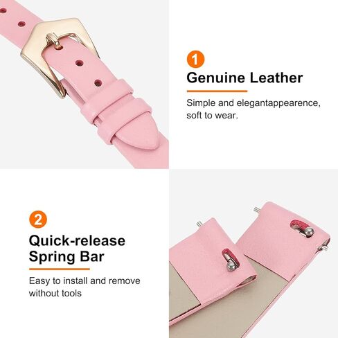 uxcell Genuine Leather Watch Band, Quick Release Flat Thin Leather Wristband Replacement Band with Buckle for Women in Saudi Arabia