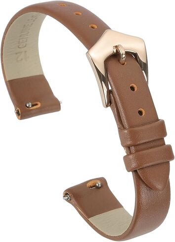 uxcell Genuine Leather Watch Band, Quick Release Flat Thin Leather Wristband Replacement Band with Buckle for Women in Saudi Arabia