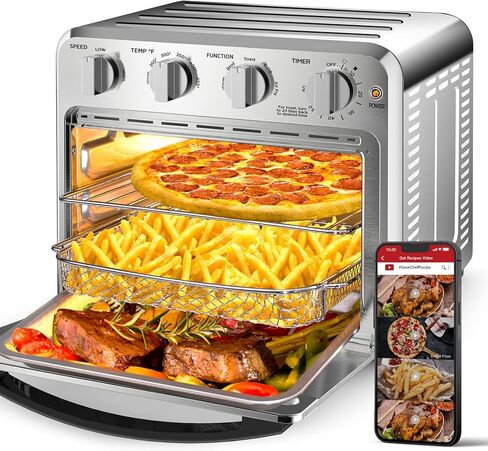 Air Fryer, Geek Chef Convection Air Fryer Toaster Oven, 4 Slice Toaster Airfryer Countertop Oven, Electric Hot Oven Oilless Cooker, Accessories & E-Recipes Included, ETL Listed, 16QT in Kuwait
