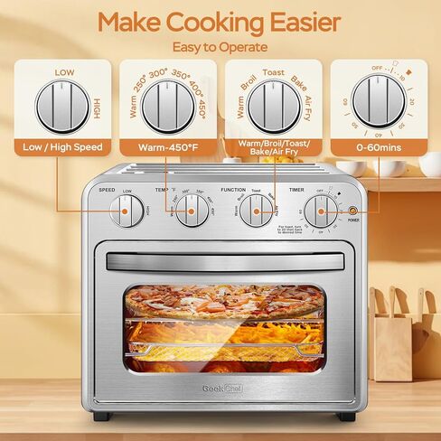 Air Fryer, Geek Chef Convection Air Fryer Toaster Oven, 4 Slice Toaster Airfryer Countertop Oven, Electric Hot Oven Oilless Cooker, Accessories & E-Recipes Included, ETL Listed, 16QT in Kuwait