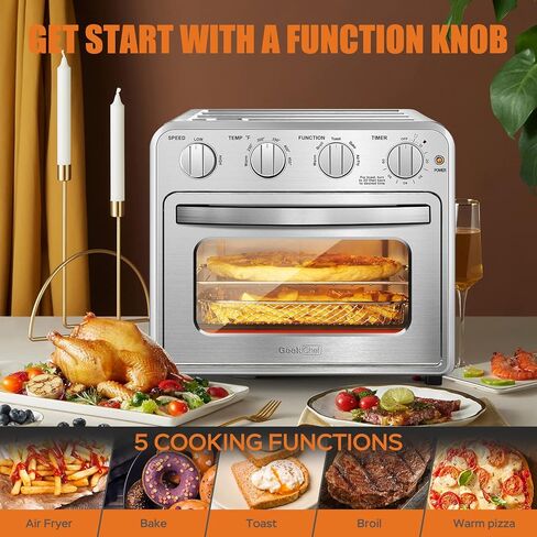 Air Fryer, Geek Chef Convection Air Fryer Toaster Oven, 4 Slice Toaster Airfryer Countertop Oven, Electric Hot Oven Oilless Cooker, Accessories & E-Recipes Included, ETL Listed, 16QT in Kuwait