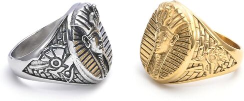 Men's Stainless Steel Signet Ring Egyptian Pharaoh King TUT Rings Pyramid Statement Jewelry in Saudi Arabia