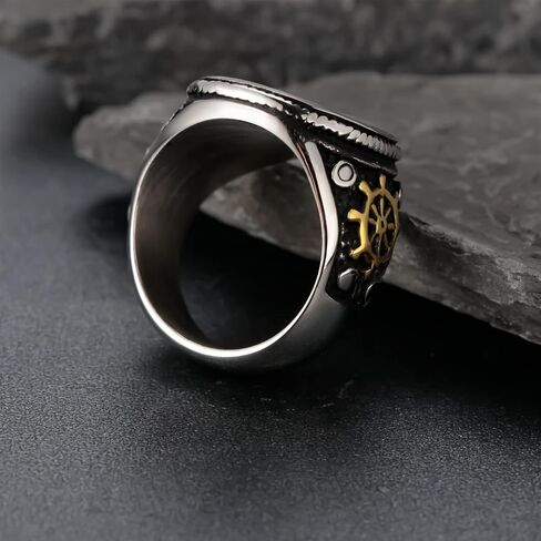 ARHTF Stainless Steel Pirate Skull Rings for Men Jolly Roger Ring Gothic Jewelry in Kuwait