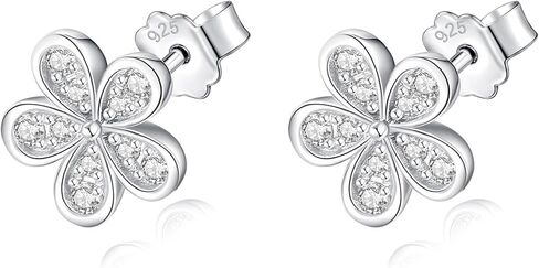 Moissanite Stud Earrings, 925 Sterling Silver Plated 18K White Gold, D Color VVS1 Moissanite, Flower Design, Perfect for Women, Birthday in Kuwait