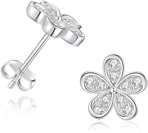Moissanite Stud Earrings, 925 Sterling Silver Plated 18K White Gold, D Color VVS1 Moissanite, Flower Design, Perfect for Women, Birthday in Kuwait