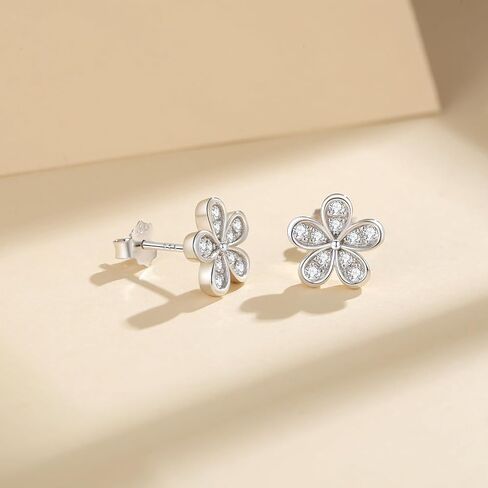 Moissanite Stud Earrings, 925 Sterling Silver Plated 18K White Gold, D Color VVS1 Moissanite, Flower Design, Perfect for Women, Birthday in Kuwait