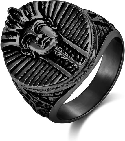 Men's Stainless Steel Signet Ring Egyptian Pharaoh King TUT Rings Pyramid Statement Jewelry in Saudi Arabia