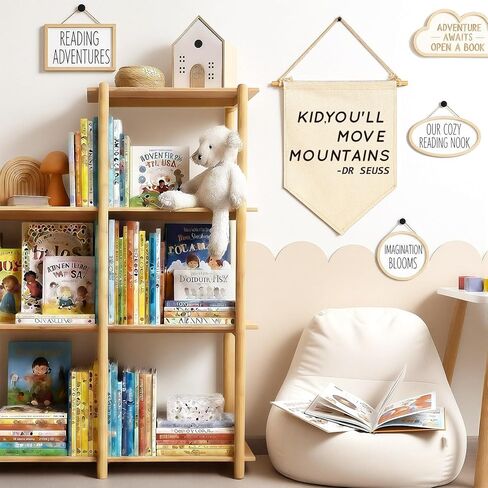 Kid, You'll Move Mountains-Nursery Wall Art Décor-Canvas Hanging Pennant Flag Banner Wall Sign Decor Gift for Kids Boy Girl Teen Nursery Bedroom Game Room Playroom Front Door-Birthday Christmas Gift in Kuwait