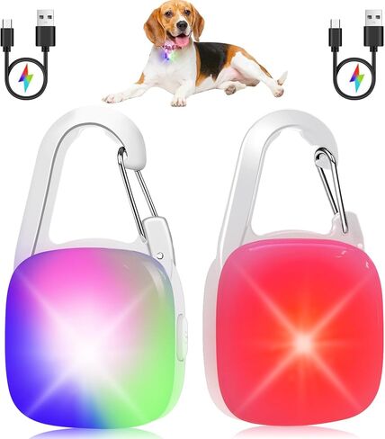 Dog Lights for Night Walking, 2 Pack Dog Collar Light, IP68 Waterproof Dog Light, Rechargeable Light for Dog Collar, Light up Dog Collar Lights for Night Walking, 4 Modes Dog Light Clip On in Saudi Arabia