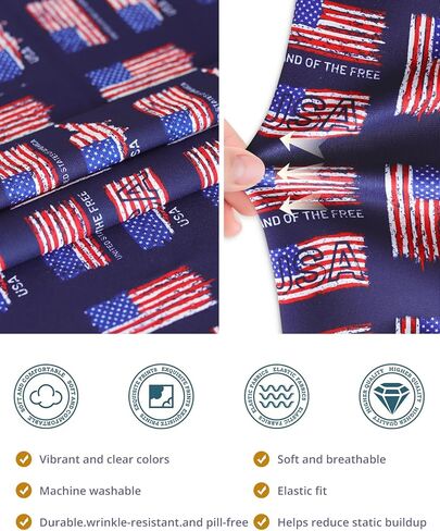 American Flag Scrub Caps for Men and Women with Buttons, Euro Style Surgical Hats, Adjustable and Breathable Patriotic Scrub Caps for Long or Short Hair in Kuwait