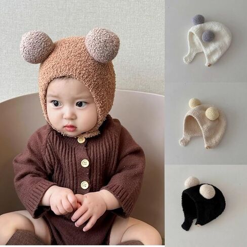 Cute and Super Cute Ball Cap Warm Plush Hat Men and Women's Head Cap Ear Protection Cold-Proof Pure Hand-Crocheted in Saudi Arabia