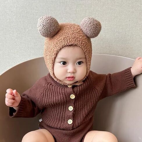 Cute and Super Cute Ball Cap Warm Plush Hat Men and Women's Head Cap Ear Protection Cold-Proof Pure Hand-Crocheted in Saudi Arabia
