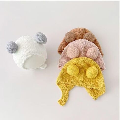 Cute and Super Cute Ball Cap Warm Plush Hat Men and Women's Head Cap Ear Protection Cold-Proof Pure Hand-Crocheted in Saudi Arabia