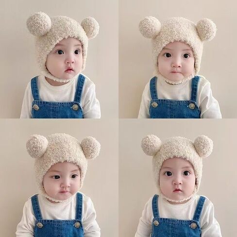 Cute and Super Cute Ball Cap Warm Plush Hat Men and Women's Head Cap Ear Protection Cold-Proof Pure Hand-Crocheted in Saudi Arabia