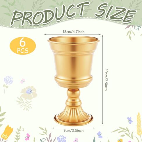 Novabright 6 Pcs Gold Flower Vases for Centerpieces Vintage Trophy Vase for Table Wedding Gold Metal Vases 4.7" Wide 7.9" High for Wedding Home Decor Anniversary Birthday Party Office Decorations in Saudi Arabia