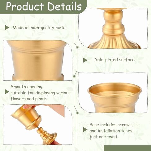 Novabright 6 Pcs Gold Flower Vases for Centerpieces Vintage Trophy Vase for Table Wedding Gold Metal Vases 4.7" Wide 7.9" High for Wedding Home Decor Anniversary Birthday Party Office Decorations in Saudi Arabia