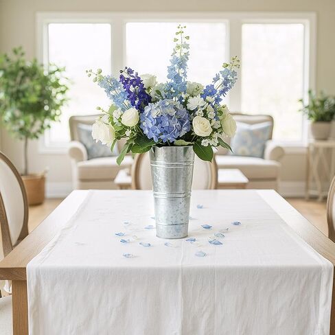 4Pcs Galvanized Metal Vases, 10 Inch Farmhouse French Flower Bucket Vases with Handles, Rustic Tall Flower Buckets for Home Decor and Wedding, Table Centerpiece Decorations in Kuwait