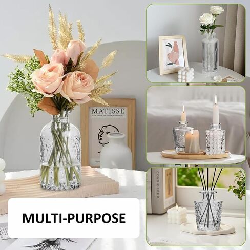 مجموعة مزهريات زجاجية مكونة من 22 قطعة، مزهريات صغيرة شفافة على شكل زهرة صغيرة لتزيين طاولة الزفاف المركزية، مزهريات صغيرة عتيقة لغرفة المنزل وتناول الطعام وديكور مركز الطاولة (شفاف، 22 حزمة) in Kuwait