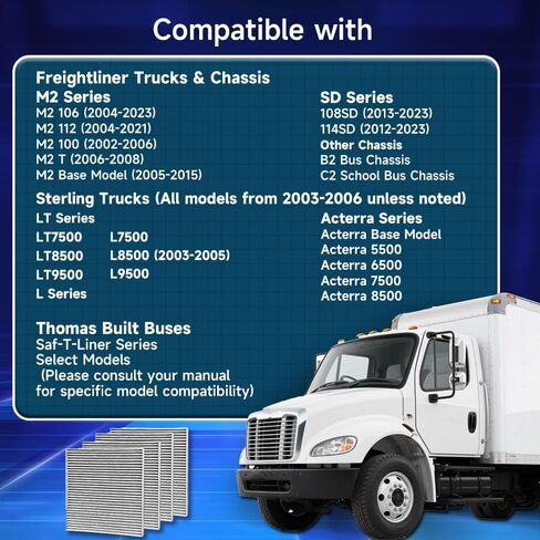 4 قطع فلتر هواء المقصورة لشاحنات Freightliner M2 106 112، 108SD 122SD 114SD نماذج مختارة، فلتر هواء المقصورة لشاحنة ستيرلنج يستبدل 36000006، AF26427، PA5359، 49082، PA10188، ABP N10g in Kuwait