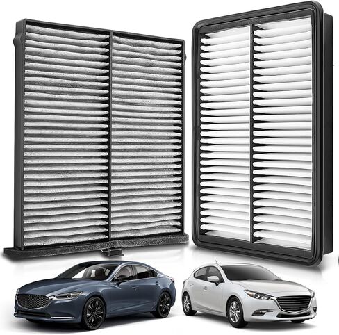 AUTOKAY CF11811 CA11259 Cabin Engine Air Filter Kit Fits for Mazda 3 2014-2018 for Mazda 6 2.5L 2014-2021 for Mazda CX-5 CX5 2013-2025 Not for Diesel RE# KD45-61-J6X9U CAF1907P PE07-13-3A0 PE07133A0 in Saudi Arabia