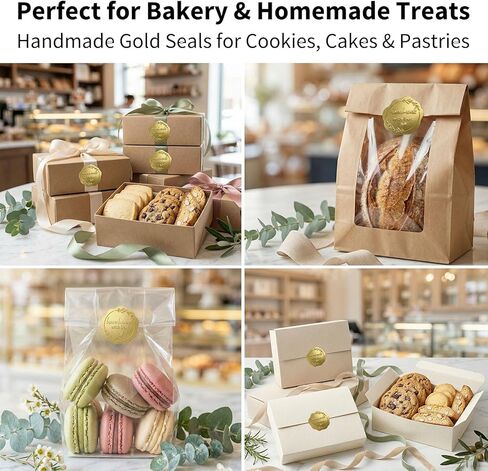 مصنوعة يدويًا من ملصقات رقائق الذهب الحب، عبوة مكونة من 100 ختم ذهبي غير لامع منقوش لتغليف المخبوزات، وحقائب المكافآت، وصناديق المعجنات، وملصقات شكر للأعمال الصغيرة لتغليف الهدايا، 1.7 بوصة (ذهبي) in Kuwait