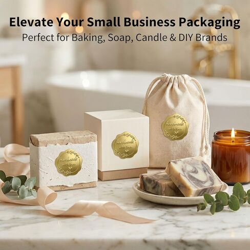 مصنوعة يدويًا من ملصقات رقائق الذهب الحب، عبوة مكونة من 100 ختم ذهبي غير لامع منقوش لتغليف المخبوزات، وحقائب المكافآت، وصناديق المعجنات، وملصقات شكر للأعمال الصغيرة لتغليف الهدايا، 1.7 بوصة (ذهبي) in Kuwait