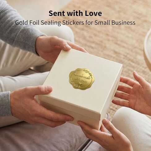 مصنوعة يدويًا من ملصقات رقائق الذهب الحب، عبوة مكونة من 100 ختم ذهبي غير لامع منقوش لتغليف المخبوزات، وحقائب المكافآت، وصناديق المعجنات، وملصقات شكر للأعمال الصغيرة لتغليف الهدايا، 1.7 بوصة (ذهبي) in Kuwait