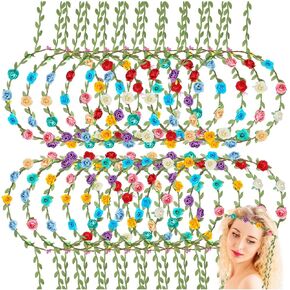 20Pcs Flower Crowns Headbands, Floral Fairy Crowns for Girls, Wreath Headband for Garden Party, Birthday, Vacation Fairy Party Wedding Festival in Kuwait