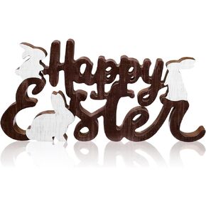 علامة خشبية على شكل أرنب عيد الفصح السعيد، ديكورات طاولة المزرعة على شكل أرنب للمنزل، والمكتب، والرف، والرف، والأماكن الداخلية، وحفلات الربيع، وديكور مستلزمات الحفلات in Kuwait