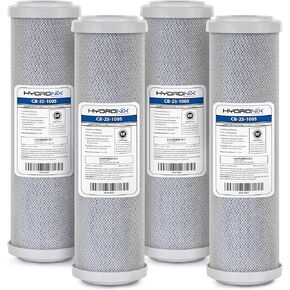 Hydronix 4 Pack Carbon Block Water Filters Coconut Shell CTO for Whole House, RO, DI, Hydroponics - 10" x 2.5", 5 Micron in Kuwait