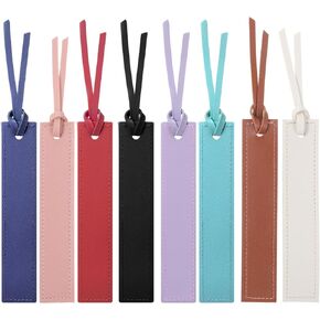 8PCS Leather Bookmarks Stitched Bookmark with Leather Rope Classic Book Marks for Reading Women Page Markers for Books for Book Lovers, Readers in Kuwait
