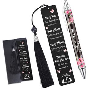 Christian Bookmark with Pen Gifts - Inspirational Bible Verse Gift for Book Lovers, Religious Church Biblical Birthday Present for Men Women, Baptism Christmas School Office Supplies in Kuwait