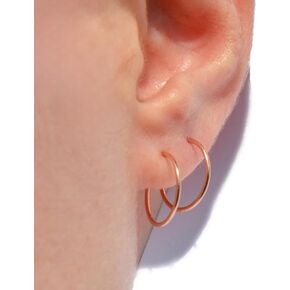 أقراط دائرية صغيرة من الذهب الوردي عيار 14 قيراط | للنساء من الذهب الوردي Huggie Hoops Earring Hoop 14K رقيقة الأطواق القرط للنساء صغيرة صغيرة أنيقة صغيرة تعانق صغيرة 14 قيراط سلك لا نهاية لها أقراط نحيفة Huggies للسيدات مجوهرات لا تسبب الحساسية | مصنوع ي in Kuwait