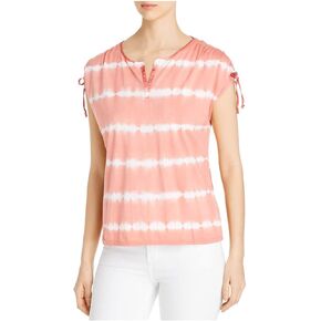 تي شيرت نسائي XCVI Selkie Tie Dye بفتحة رقبة مقسمة أحمر M in Kuwait