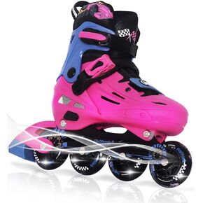 MammyGol Inline Skates for Boys and Girls Youth, 4 Size Adjustable Roller Skates with PU Flashing Wheels, Aggressive Inline Skates High Performance for Kids age 6-12 in Saudi Arabia