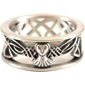 خاتم فضة بعقدة سلتيك البومة - مقاس 9 in Kuwait