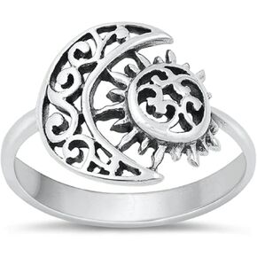 CloseoutWarehouse 925 Sterling Silver Filigree Eclipse Ring in Saudi Arabia
