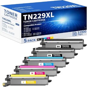 TN229XL Toner Cartridges 5 Pack Compatible for TN229XL TN-229XL TN229 XL 5PK Toner Cartridge High Yield Work With MFC-L3720CDW MFC-L3780CDW MFC-L3765CDW HL-L3280CDW (5 Pack TN229XL, BK/C/M/Y) in Kuwait